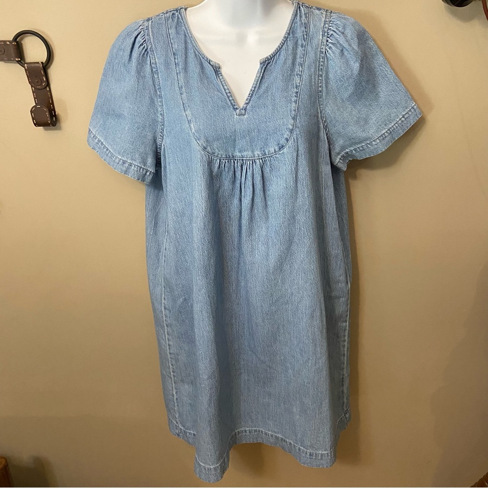 Madewell Denim Popover Swing Dress in Newsom Wash - Linen Cotton Denim size M